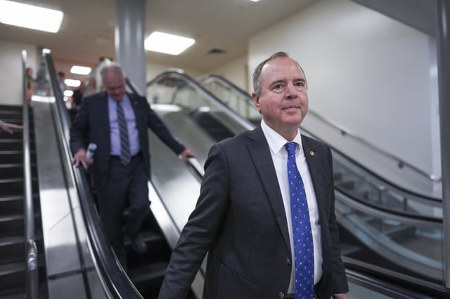 Sen. Adam Schiff, D-Calif., arrives for a classified briefing about President Donald Trump's directed strikes on Iranian nuclear facilities last weekend and his announcement on Monday that the two countries had reached a ceasefire agreement, at the Capitol in Washington, Thursday, June 26, 2025. (AP Photo/J. Scott Applewhite) ideas