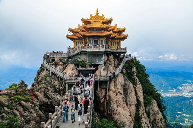 Tourists visit Laojun Mountain scenic area during summer vacation on July 2, 2025 in Luoyang, Henan Province of China.