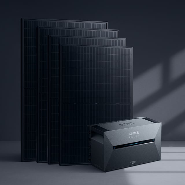 Balkonkraftwerk-Set: Vier Solarmodule mit Anker Solarbank 3 Pro