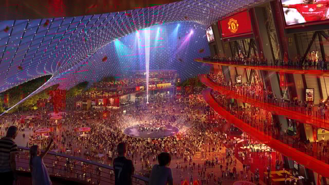 An artist’s impression of what the new United stadium and surrounding area could look like