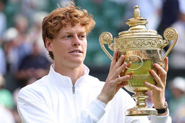 Sinner won this year's Wimbledon title, the first time he's lifted the trophy at SW19.