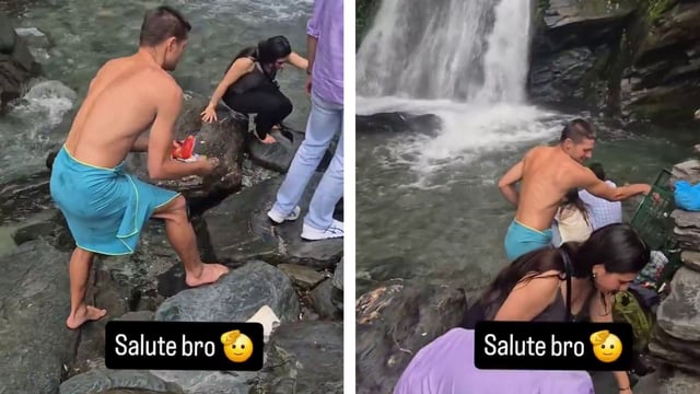 A video shows a foreign tourist picking up trash in Himachal Pradesh