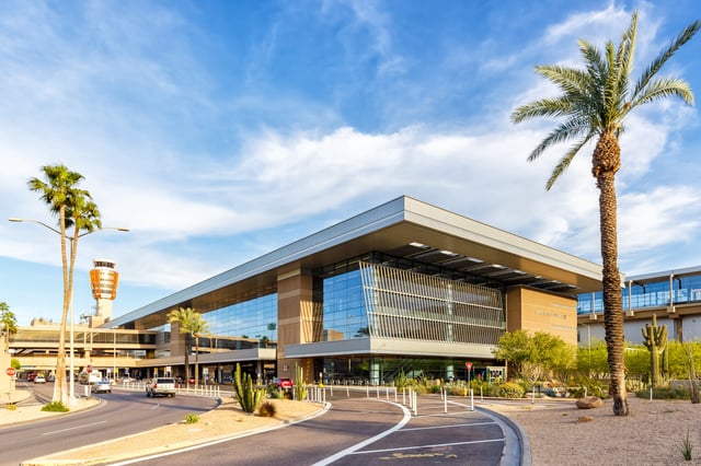 Terminal 3 of Phoenix Sky Harbor airport in Arizona pictured on April 8, 2019. The airport was the last place that Sarah and Violet Coultas were sighted.