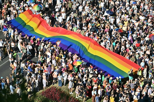 The Budapest Pride parade drew a record turnout, with organisers estimating that over 200,000 people took part