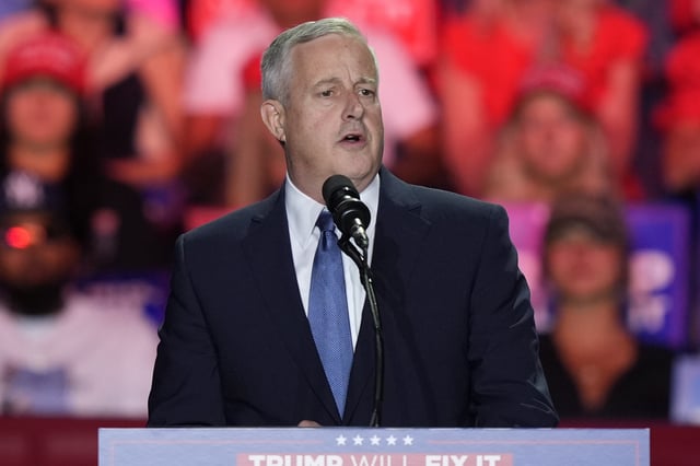 FILE - Michael Whatley, chairman of the Republican National Committee, speaks at a campaign rally, Nov. 2, 2024, in Greensboro, NC. (AP Photo/Alex Brandon, File)
