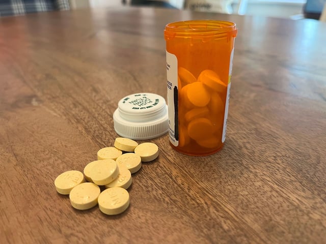 A prescription bottle of fluoride supplements.