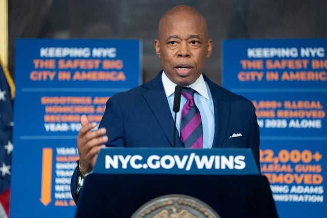 Mayor Eric Adams speaks during a press conference Tuesday, June 3, 2025 in Manhattan, New York. (Barry Williams/ New York Daily News)