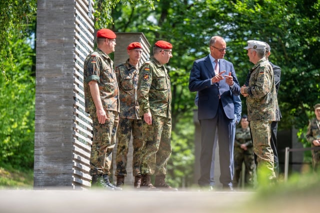 German Chancellor Friedrich Merz during a visit to a Bundeswehr operational command centre southwest of Berlin on June 28, 2025