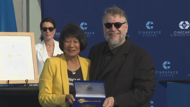 Toronto Mayor Olivia Chow presented filmmaker Guillermo del Toro with a symbolic key to the city at a ceremony on Thursday. Del Toro has shot several films in the city, including 'The Shape of Water,' which won multiple Academy Awards. 