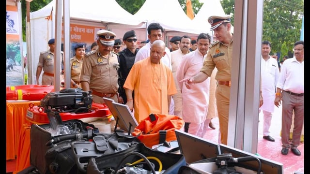 CM Yogi Adityanath at the 30-bed hospital, 26th PAC Battalion, in Gorakhpur on Thursday.