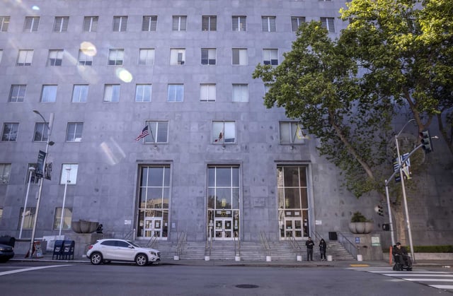 The Hall of Justice in San Francisco. Prosecutors charged a man with committing more than a dozen residential burglaries in the city. 
