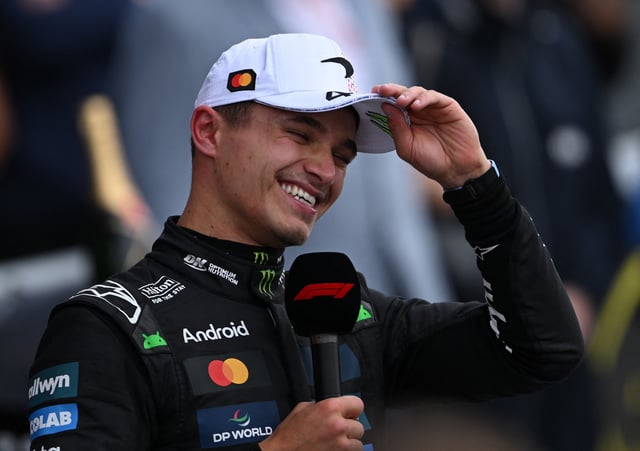 Formula One F1 - British Grand Prix - Silverstone Circuit, Silverstone, Britain - July 6, 2025 McLaren's Lando Norris being interviewed after winning the British Grand Prix REUTERS/Jaimi Joy/File Photo