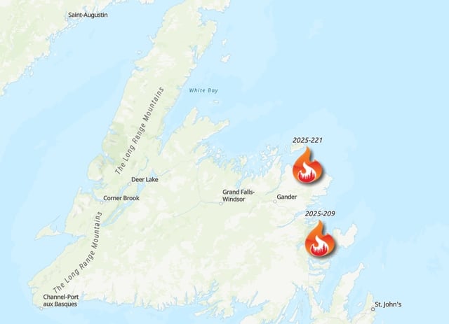 There are two active wildfires on the island portion of the province in Musgrave Harbour and Chance Harbour. A third fire is burning in Labrador.