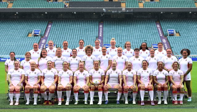 Rugby Union - 2025 Women's Rugby World Cup - England Squad Announcement - Allianz Stadium, Twickenham, London, Britain - July 24, 2025 The newly announced England players pose for a team group photo Action Images via Reuters/Andrew Boyers