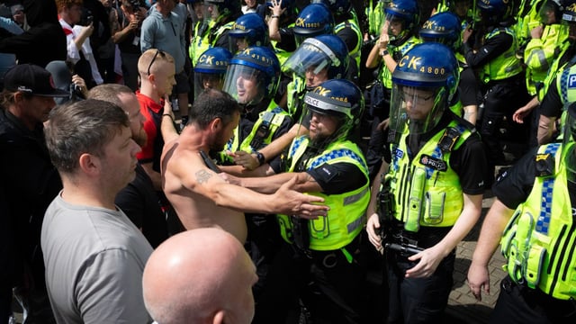 Conflict broke out at the Stand Up to Racism unity rally in Manchester in August 2024