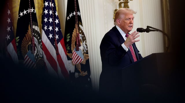 President Donald Trump delivers remarks during a signing ceremony for the “GENIUS Act” in the East Room of the White House July 18.