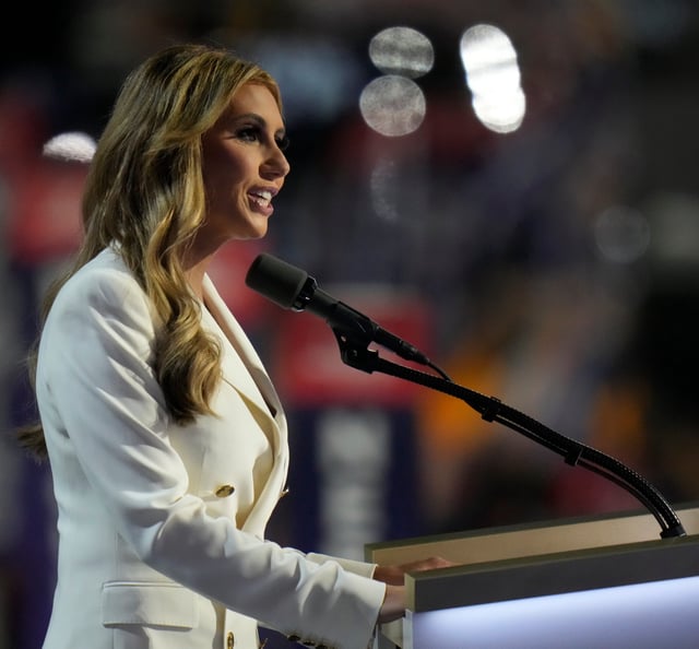 Alina Habba, Donald J. Trump's attorney, speaks during the final day of the Republican National Convention at the Fiserv Forum. The final day of the RNC featured a keynote address by Republican presidential nominee Donald Trump.