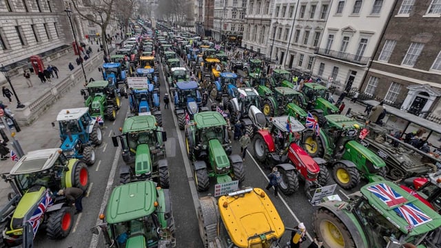 Farmers protested in Westminster in February