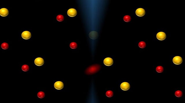 Illustration of experimental measurement of thermal vibrations in a single atom.