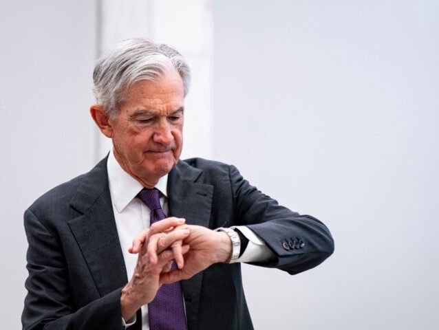 Jerome Powell, chairman of the US Federal Reserve, during the Federal Reserve Integrated Review of the Capital Framework for Large Banks Conference in Washington, DC, US, on Tuesday, July 22, 2025. Treasury Secretary Scott Bessent offered support for Jerome Powell amid regular attacks from Trump administration officials, saying he sees no reason for the Federal Reserve chair to step down. Photographer: Al Drago/Bloomberg via Getty Images