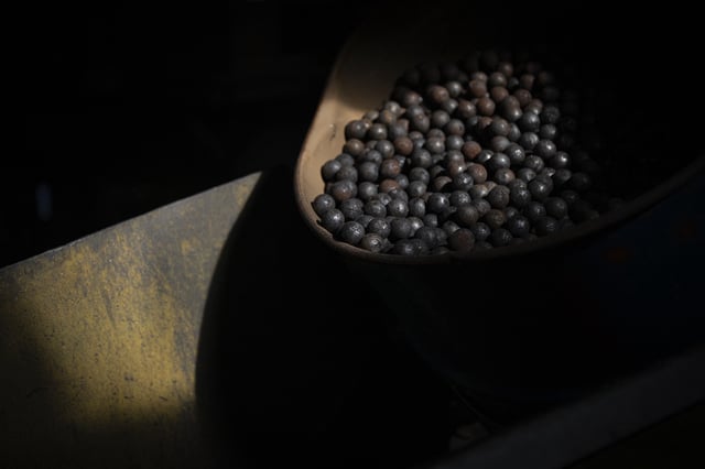 Graphite is mined at the Northern Graphite mine plant in Lac-des-Îles, Quebec, March 7, 2024. "There's an enormous amount of graphite in Quebec. It could be the largest reserve in the world," Hugues Jacquemin, CEO of Northern Graphite, tells AFP. Living on land coveted by the mining industry: that's the new reality for many Quebecers. The province, rich in critical minerals, is whetting appetites, but citizens are organizing resistance, worried about their homes and the environmental effects. Because here, the subsoil doesn't belong to the landowners. And many have only recently discovered this. (Photo by Sebastien ST-JEAN / AFP)