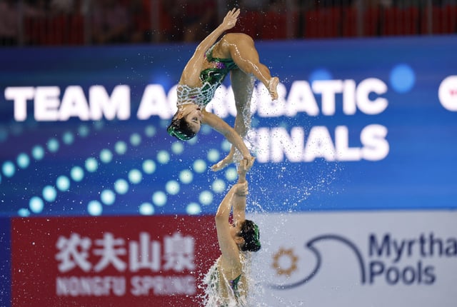 Artistic Swimming - World Aquatics Championships - Team Acrobatic - Final - World Aquatics Championships Arena, Singapore - July 25, 2025 Team Japan perform during the final REUTERS/Tingshu Wang