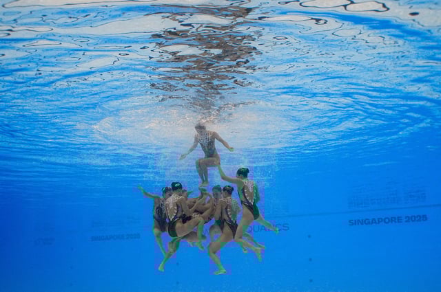 Artistic Swimming - World Aquatics Championships - Team Acrobatic - Final - World Aquatics Championships Arena, Singapore - July 25, 2025 Team Japan perform during the final REUTERS/Claudia Greco