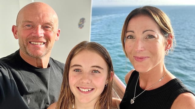 Stuart Fern with his daughter, Ava, 14, and wife, Kirsty