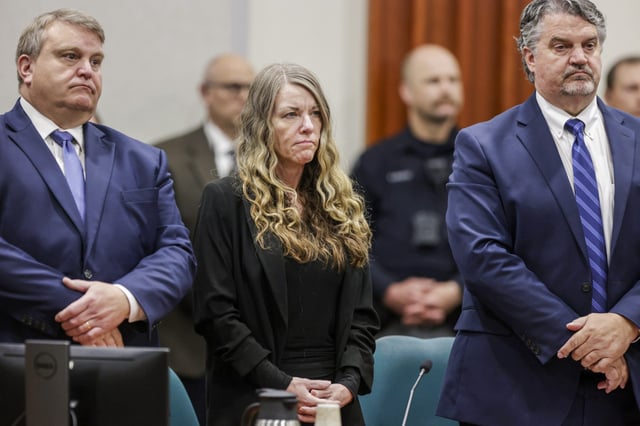 Lori Vallow Daybell stands and listens as the jury's verdict is read at the Ada County Courthouse in Boise, Idaho, on May 12, 2023.
