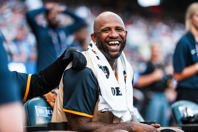 ATLANTA, GA - JULY 12: CC Sabathia smiles during the Celebrity Softball Game as part of 2025 MLB All-Star Week at Truist Park on July 12, 2025 in Atlanta, Georgia. (Photo by Matthew Grimes Jr./Atlanta Braves/Getty Images)