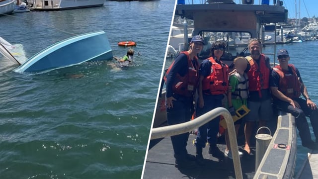 The USCG said a child was rescued from a sinking sailboat in San Diego Bay on July 23, 2025. 