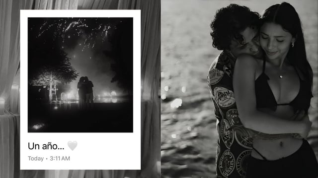 Ángela y Christian Nodal celebran con fuegos artificiales su primer aniversario de bodas y emotivo mensaje a sus fans.