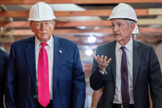 Donald Trump and Jerome Powell at the Federal Reserve in Washington, D.C., on July 24, 2025.