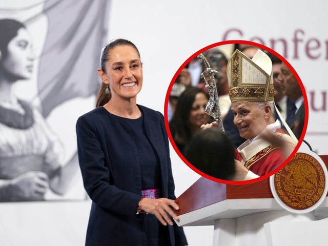 Claudia Sheinbaum habla sobre la posible visita del Papa León XIV, que aún no tiene fecha. | Crédito: Presidencia/AP