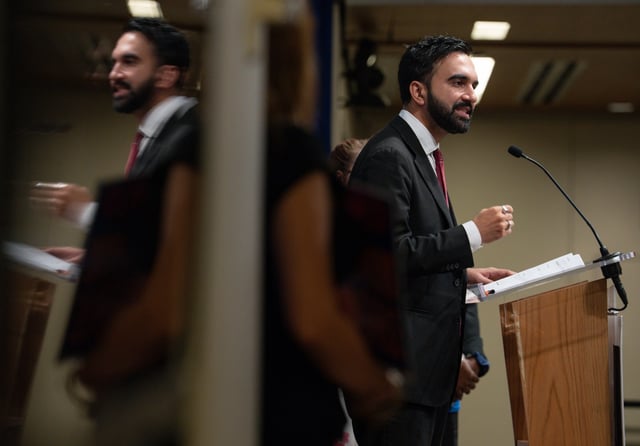 Zohran Mamdani speaks during a press    conference announcing the UTF’s endorsement of Mamdani for mayor at UFT headquarters Wednesday, July 9, 2025 in Manhattan, New York. (Barry Williams/ New York Daily News)