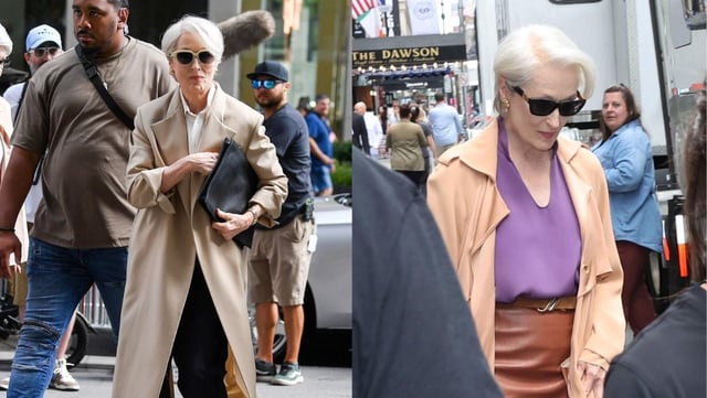 Meryl Streep roba miradas en Nueva York durante el rodaje de “El diablo viste a la moda 2”