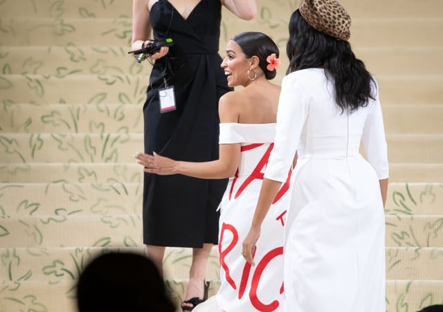 Alexandria Ocasio-Cortez attends the 2021 Met Gala in New York City on Sept. 13, 2021. The appearance sparked an ethics investigation.
