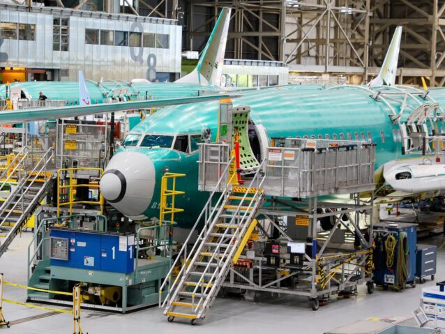Boeing 737 MAX aircraft are assembled at the Boeing Renton Factory in Renton, Washington, on June 25, 2024. (Photo by Jennifer Buchanan / POOL / AFP) (Photo by JENNIFER BUCHANAN/POOL/AFP via Getty Images)