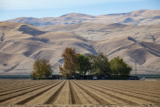 Fallow crop field on farm near Maricopa, Kern County, Calif.