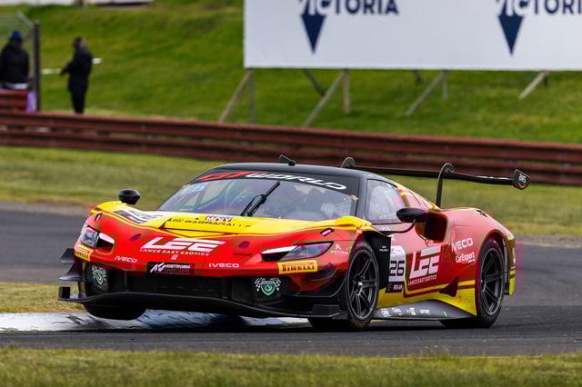 Jaxon Evans and Elliott Schutte won the first race of the GT World Challenge Australia weekend at Sandown.