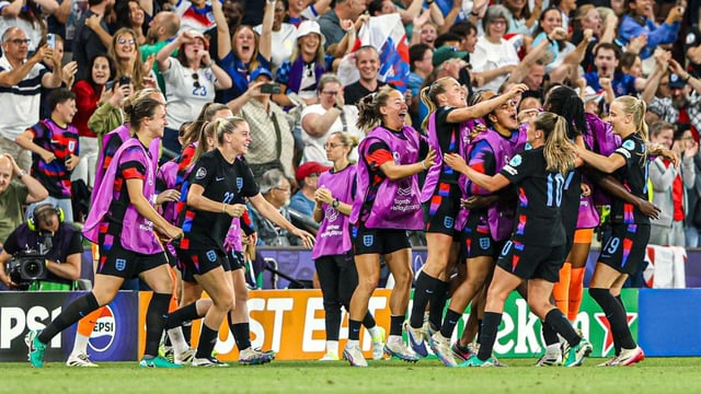 England Women playing football at UEFA Women's EURO 2025