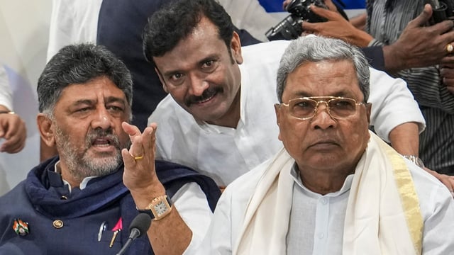 Bengaluru: Karnataka chief minister Siddaramaiah with deputy CM and state Congress President DK Shivakumar during the AICC OBC advisory council meeting, in Bengaluru.