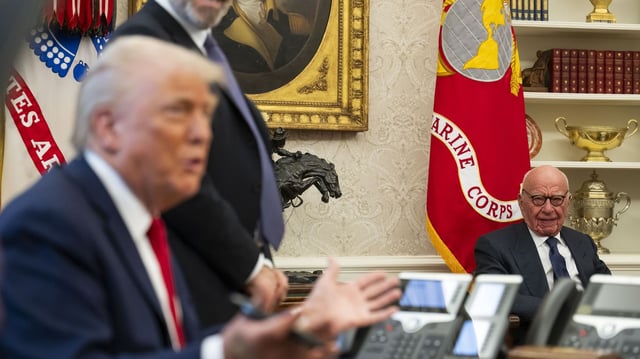 Murdoch visiting Trump in the Oval Office in February. Photo: Craig Hudson for The Washington Post via Getty Images