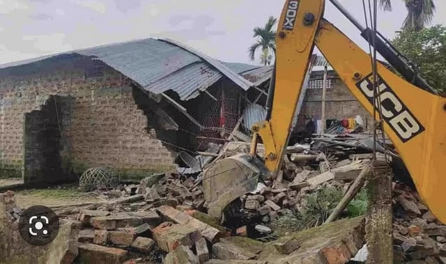 UP Authorities Demolish House of Conversion Gang Member Sabroz in Balrampur