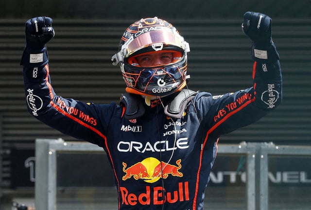 Formula One F1 - Belgian Grand Prix - Circuit de Spa-Francorchamps, Stavelot, Belgium - July 26, 2025 Red Bull's Max Verstappen celebrates winning the sprint race REUTERS/Yves Herman