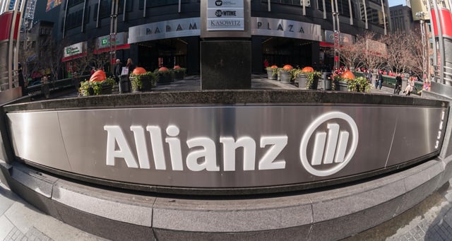 The New York headquarters of German Allianz insurance company on Sunday, November 23, 2014. Allianz plans to sue Volkswagen over its drop in share price resulting from the Volkswagen emissions scandal. ( Richard B. Levine) (Photo by Richard Levine/Corbis via Getty Images)