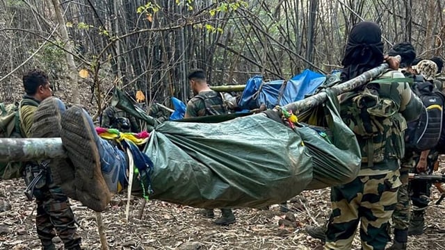 Maoist Encounter In Chhattisgarh's Bijapur: Security Forces Neutralise 4 Maoists, Recover Huge Cache Of Weapons | Image: ANI