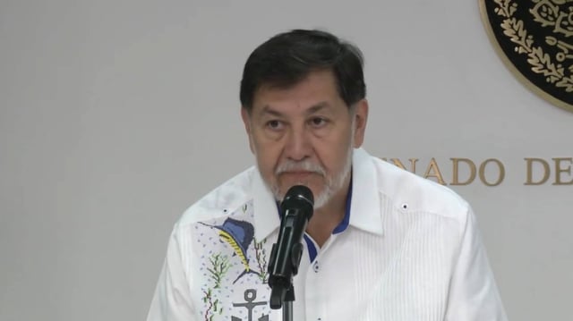 El presidente Gerardo Fernández Noroña habla del viaje a Estrasburgo.  Foto: Capture.