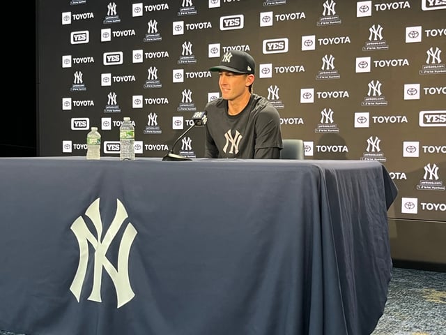 Ryan McMahon at his introductory press conference on Saturday. (Photo by Gary Phillips)