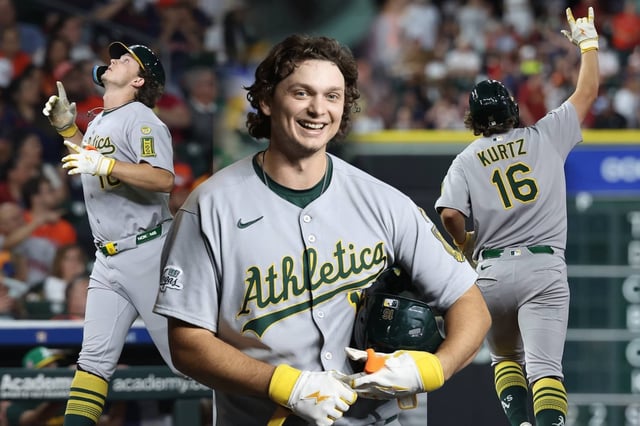 El novato de 22 años de los Atléticos, Nick Kurtz, se fue de 6-6 con un doblete y cuatro cuadrangulares. (Foto: @athletics)